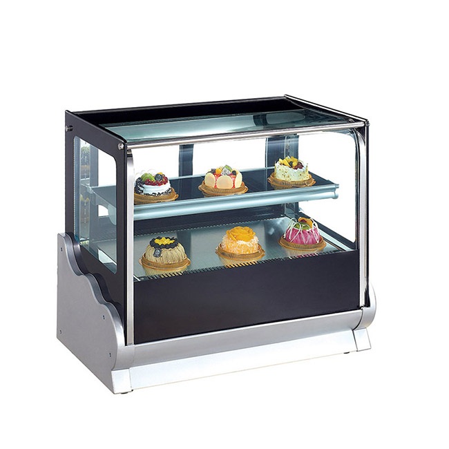 narrow refrigerated cake display case
